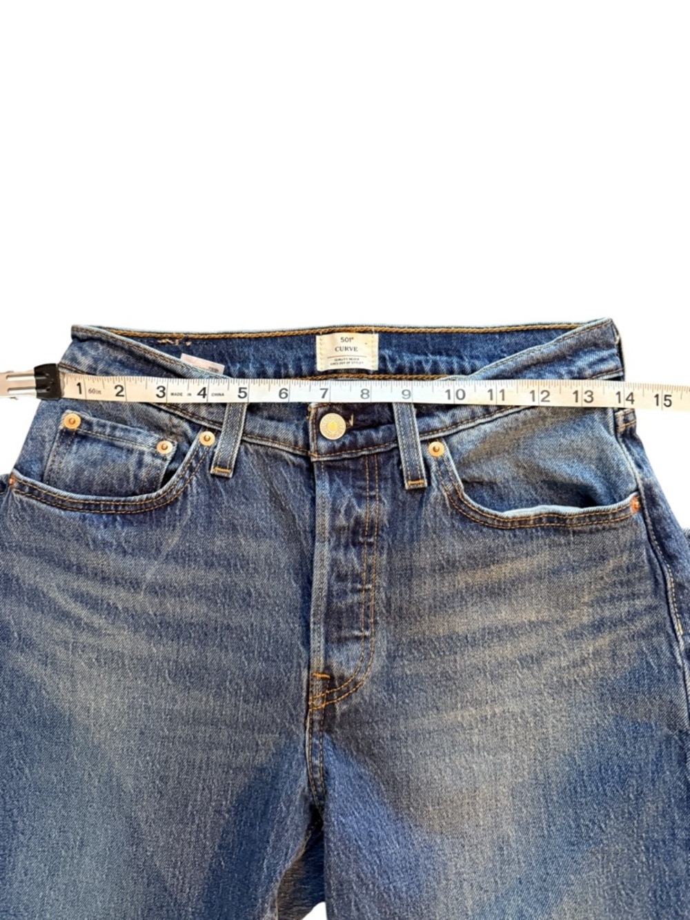 Levi’s 501 Curve Studded Jeans Size 28 Medium Wash Straight Leg Vintage Style - Picture 9 of 10